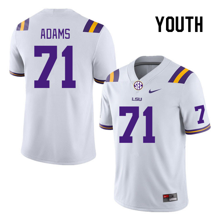Youth #71 Tyree Adams LSU Tigers College Football Jerseys Stitched Sale-White